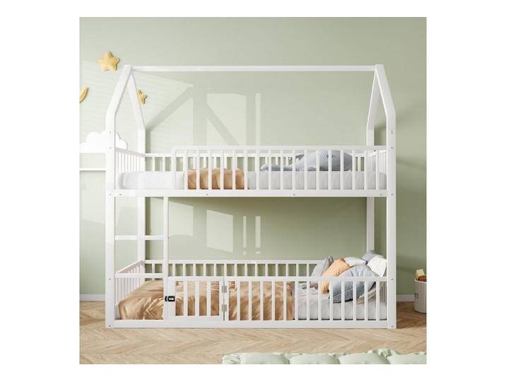Celya Etagenbett Kinder-Etagenbett 90*200, Metall-Doppelbett, Kinder-Familienbett (Unteres Bett mit kleiner Tür zum Öffnen und Schließen, Etagenbett mit Treppe, Loft-Design, Weiß) von OTTO
