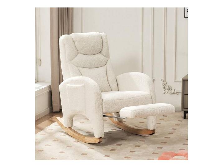 Celya Schaukelstuhl Wohnzimmer Samt mit hocker,stuhl garten,Relaxsessel mit Metallgestell, stuhl 110kg Tragkraft mit Armlehne und gepolsterter,Weiß von OTTO