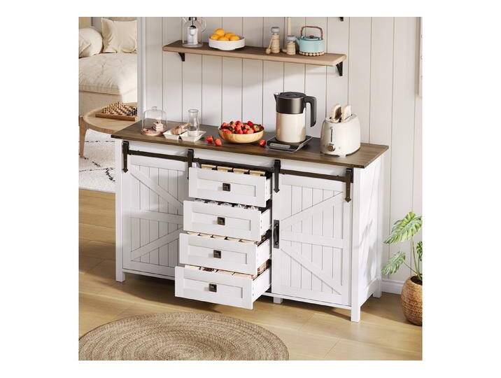 Celya Sideboard Küchenbuffet mit Stauraum, Kommode (geeignet für Küche, Esszimmer und Wohnzimmer, Vintage-Kaffeebar-Sideboard, weiß) von OTTO