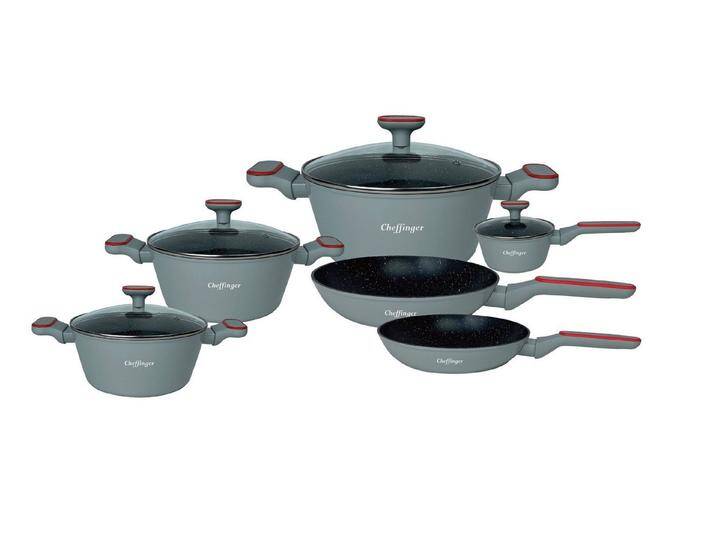 Cheffinger Kochtopf Kochgeschirr Set 10 tlg Topfset Induktion Kochtopfset Antihaft, (10-tlg), silberfarben, Silber von OTTO
