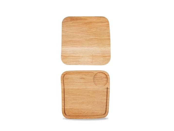 Churchill Tablett Rustics Eichenbretter mit Griff, 26x26x2cm, 4 Stück, Holz, braun von OTTO