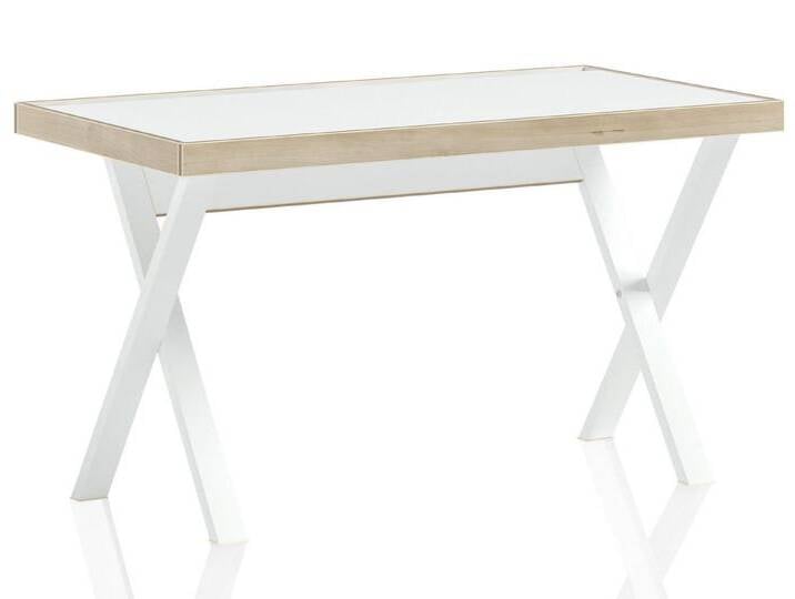 Cilek Kinderschreibtisch X-Leg, Breite 130 cm, mit integriertem Schreibwarenablagefach, modern, weiß, eiche, Spanplatte von OTTO