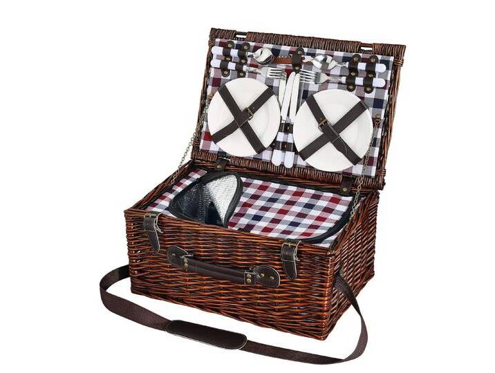Cilio Picknickkorb Picknickkorb für 4 Personen Kühlfach Teller Gläser Besteck , braun von OTTO