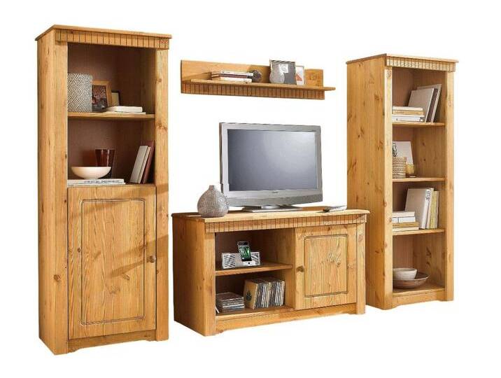 Clever-Moebel Wohnwand Wohnwand Cheap 4tlg im Landhausstil aus Kiefernholz, beige, gelaugt Clever-Moebel Wohnwand Wohnwand Cheap 4tlg im Landhausstil aus Kiefernholz, beige, gelaugt von OTTO