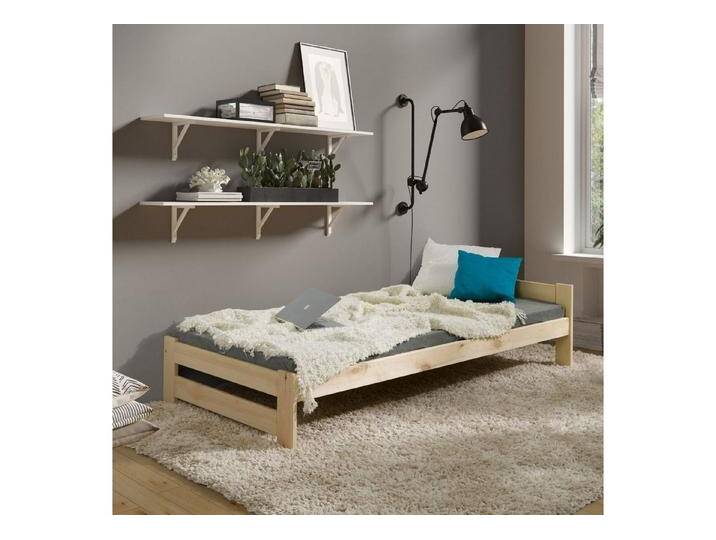 Coemo Holzbett CLASSICO (Bettgestell mit Rollrost), Natur/Kiefer Holzbett Bettgestell mit Lattenrost Kiefer 90 x 200 cm, beige von OTTO