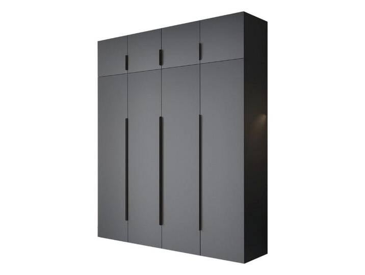 Compleo Drehtürenschrank STELLS mit vier Drehtüren, Kleiderstange, Metallgriffe, grau, ohne 2 Schubladen, Graphit von OTTO