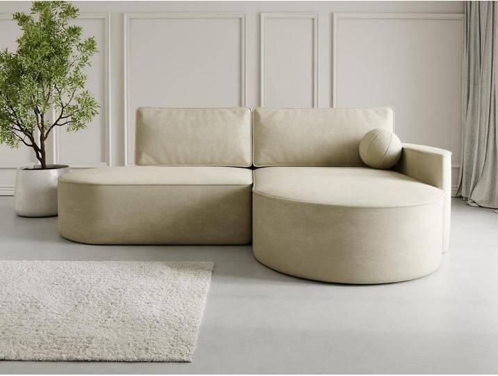 Compleo Ecksofa L MORENO, Designer Couch L, Exklusives Ecksofa, Abgerundete Formen, beige, Ottomane Rechts, Creme Compleo Ecksofa L MORENO, Designer Couch L, Exklusives Ecksofa, Abgerundete Formen, beige, Ottomane Rechts, Creme von OTTO