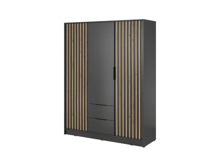 Compleo Kleiderschrank LISA Drehtürenschrank mit Lamellen, 3-türig Schrank, 150 cm, ohne Spiegel, graphit Compleo Kleiderschrank LISA Drehtürenschrank mit Lamellen, 3-türig Schrank, 150 cm, ohne Spiegel, graphit von OTTO
