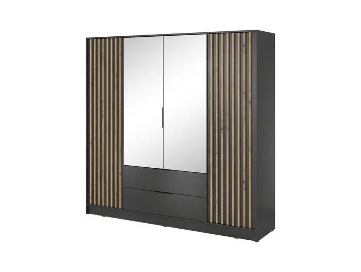 Compleo Kleiderschrank LISA Drehtürenschrank mit Lamellen, 4-türig Schrank, 200 cm, mit Spiegel, graphit Compleo Kleiderschrank LISA Drehtürenschrank mit Lamellen, 4-türig Schrank, 200 cm, mit Spiegel, graphit von OTTO
