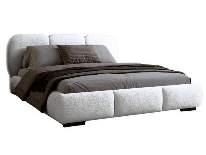 Compleo Polsterbett Designerbett, abgerundete Formen, Bouclé-Stoff, verschiedene Farben, TOPSELLER Stauraumbett MADE IN EU, weiß, Metallrahmen, weiß von OTTO