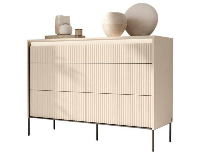 Compleo Schubkastenkommode Kommode Flore mit 6 Schubladen, Lamellen, LED, beige von OTTO