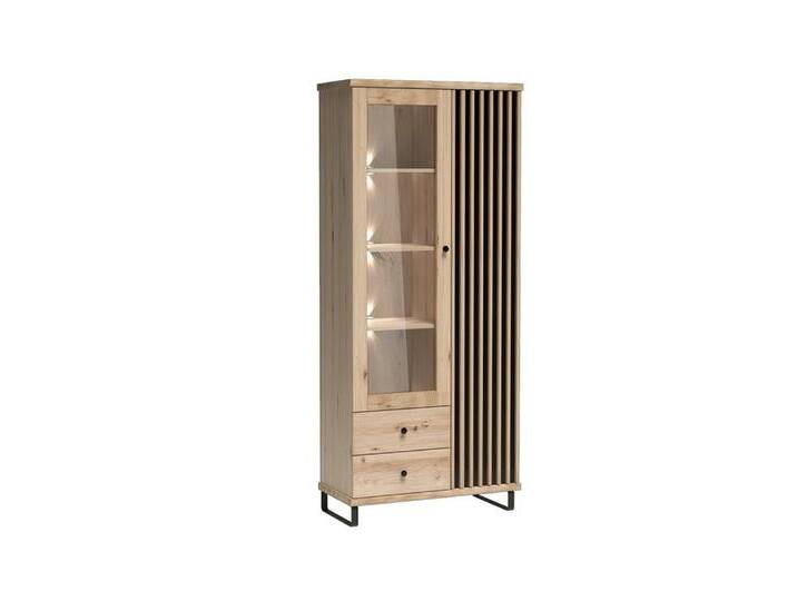 Compleo Standvitrine BORDO, Vitrinenschrank mit 2 Türig und 2 Schubladen, Loft Stil Esszimmer, mit Beinen von OTTO