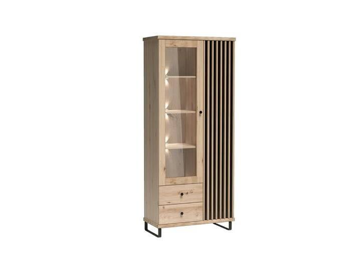 Compleo Standvitrine BORDO, Vitrinenschrank mit 2 Türig und 2 Schubladen, Loft Stil Esszimmer, mit Beinen von OTTO