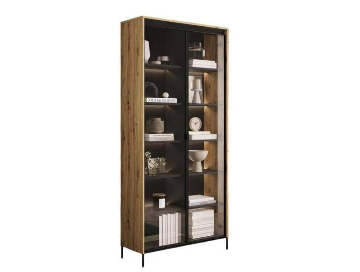 Compleo Standvitrine Vitrinenschränke FLORE (mit 2Türen) Gehärtetes Glas, braun, ohne LED, eiche artisan von OTTO