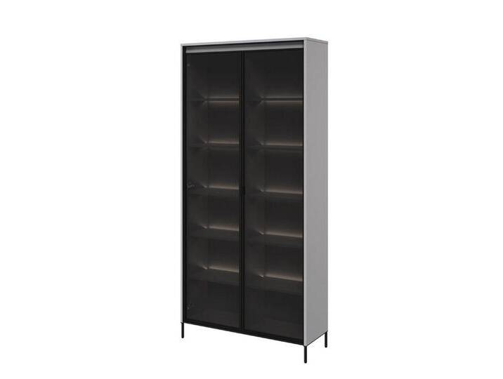 Compleo Standvitrine Vitrinenschränke FLORE (mit 2Türen) Gehärtetes Glas, grau, mit LED, grau von OTTO