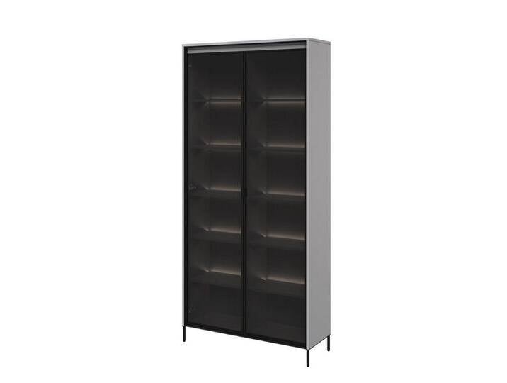 Compleo Standvitrine Vitrinenschränke FLORE (mit 2Türen) Gehärtetes Glas, grau, mit LED, grau von OTTO