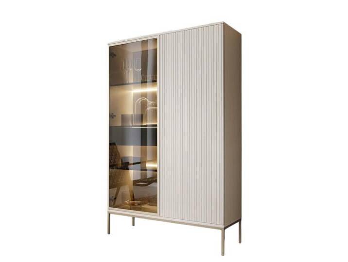 Compleo Vitrine LINO Standvitrine mit Schublade, Fronten gefräst, Modern Wohnzimmer, beige, kaschmir von OTTO