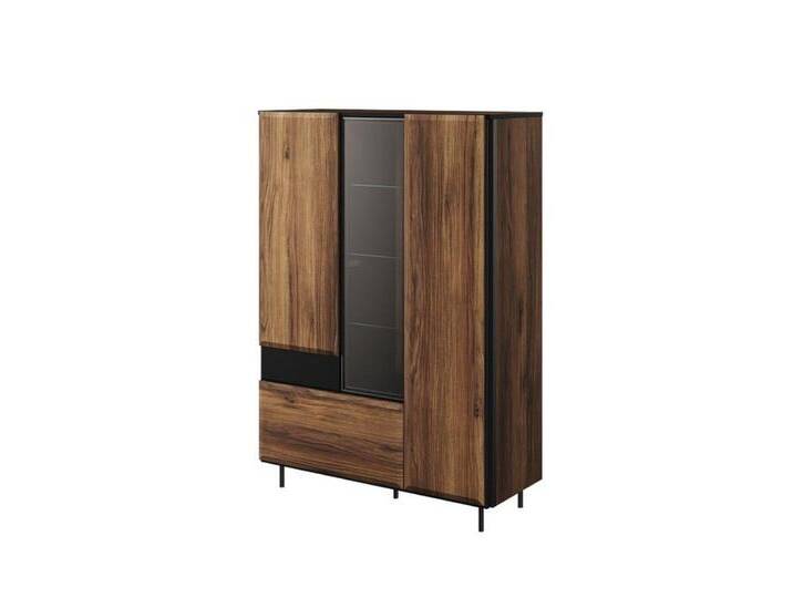 Compleo Vitrine mit gehärtetem Glas BIANCA, Loft Standvitrine für das Wohnzimmer, schwarz von OTTO