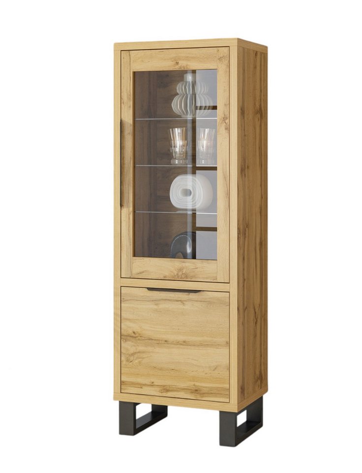 Compleo Vitrine schmal 64 cm breit MANIA, Klassisches Design, Eiche wotan von Compleo