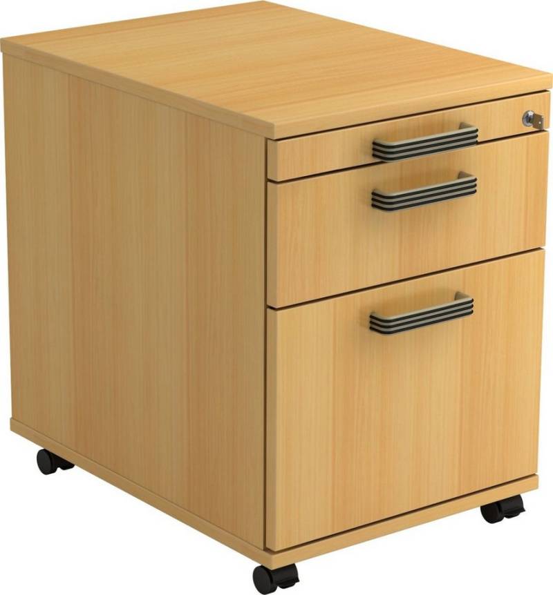 HAMMERBACHER Container Rollcontainer 58cm 1 Schub 1 Hängeregistratur Schloss Streifengriff Bu von HAMMERBACHER
