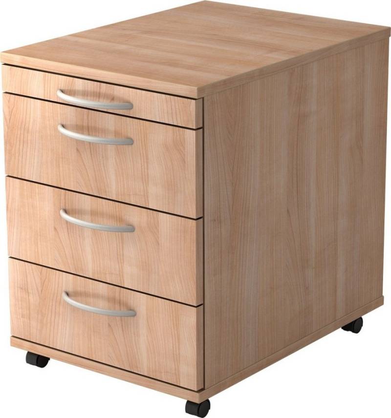 HAMMERBACHER Container Rollcontainer 58cm 3 Schübe Bogengriff Nussbaum von HAMMERBACHER
