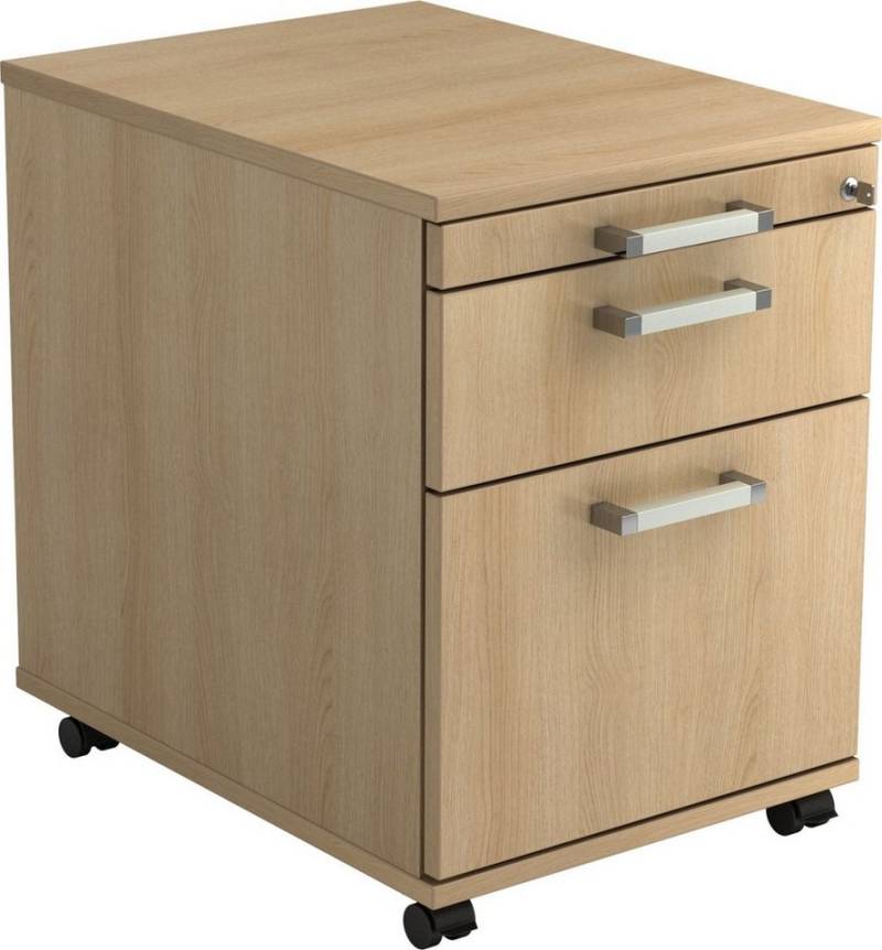 HAMMERBACHER Container Rollcontainer 58cm 1 Schub 1 Hängeregistratur Schloss Chromgriff Eiche von HAMMERBACHER