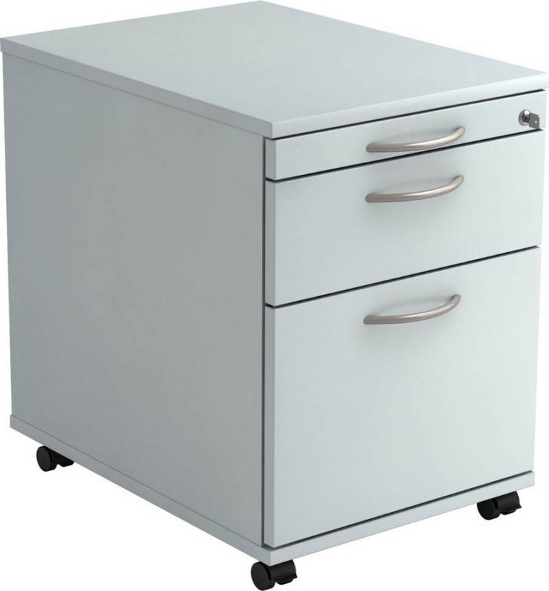 HAMMERBACHER Container Rollcontainer 58cm 1 Schub 1 Hängeregistratur Schloss Bogengriff Grau von HAMMERBACHER