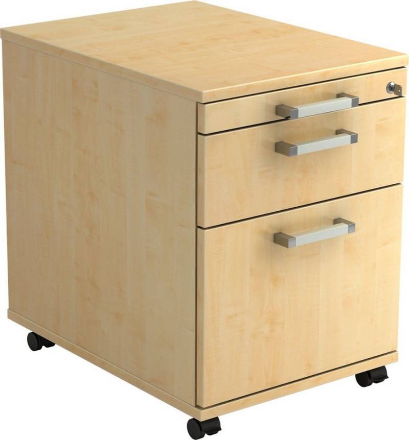 HAMMERBACHER Container Rollcontainer 58cm 1 Schub 1 Hängeregistratur Schloss Chromgriff Ahorn von HAMMERBACHER