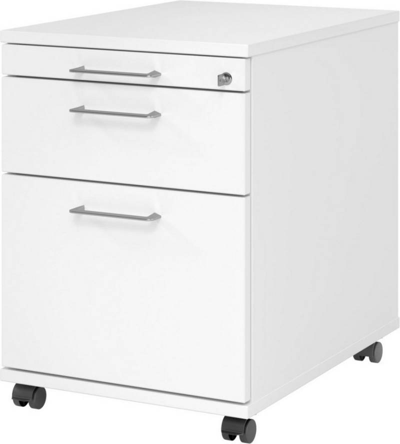 HAMMERBACHER Container Rollcontainer 58cm 1 Schub 1 Hängeregistratur Schloss Bügelgriff Weiß von HAMMERBACHER