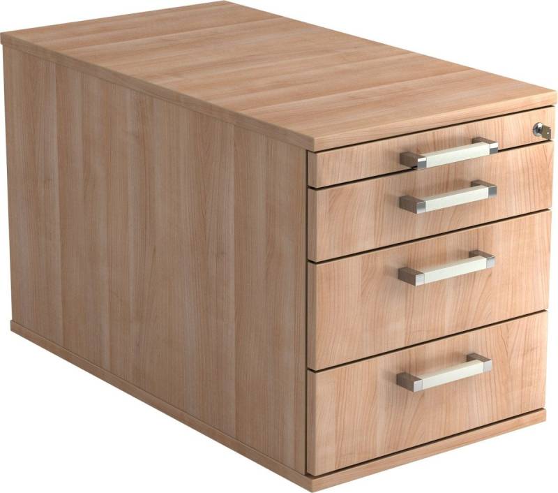 HAMMERBACHER Container Rollcontainer 80cm 3 Schub Schloss Chromgriff Nussbaum von HAMMERBACHER