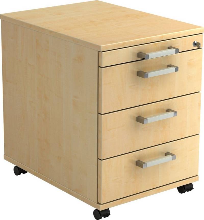 HAMMERBACHER Container Rollcontainer 58cm 3 Schübe Schloss Chromgriff Ahorn von HAMMERBACHER