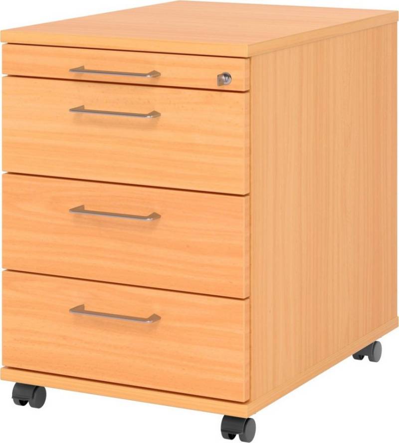 HAMMERBACHER Container Rollcontainer 58cm 3 Schübe Schloss Bügelgriff Buche von HAMMERBACHER