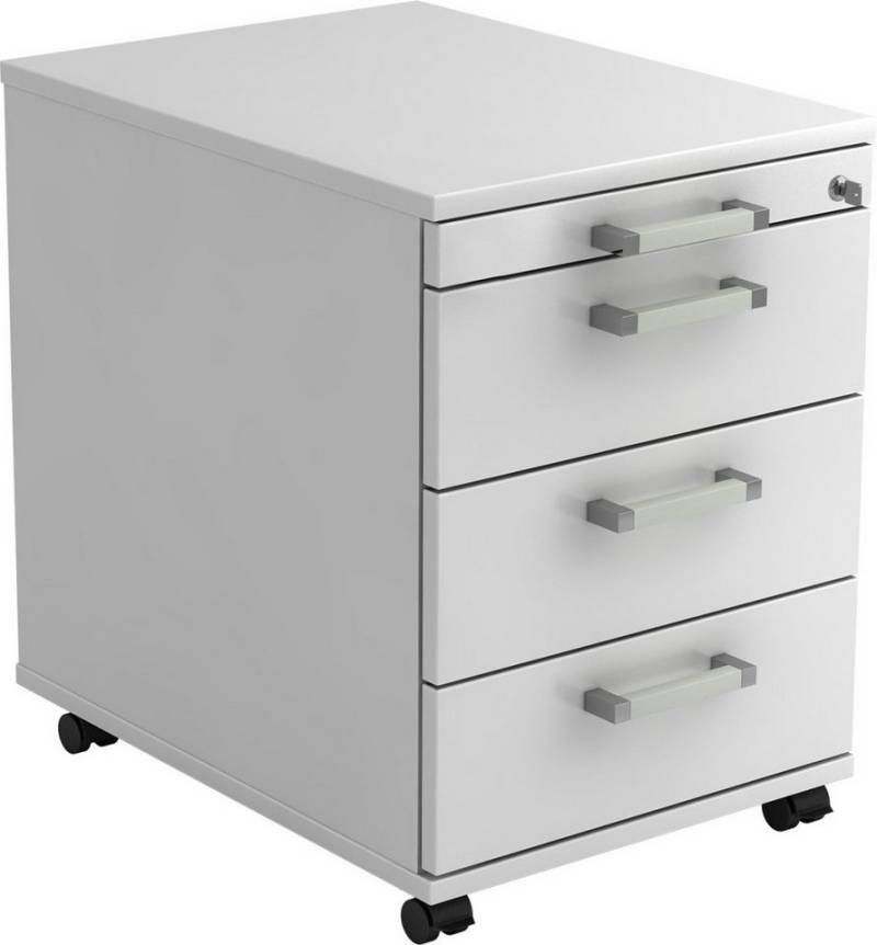 HAMMERBACHER Container Rollcontainer 58cm 3 Schübe Schloss Chromgriff Weiß von HAMMERBACHER