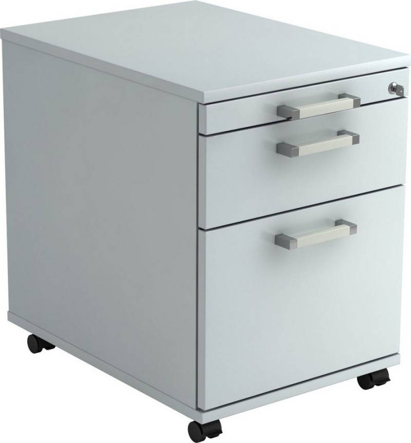 HAMMERBACHER Container Rollcontainer 58cm 1 Schub 1 Hängeregistratur Schloss Chromgriff Grau von HAMMERBACHER