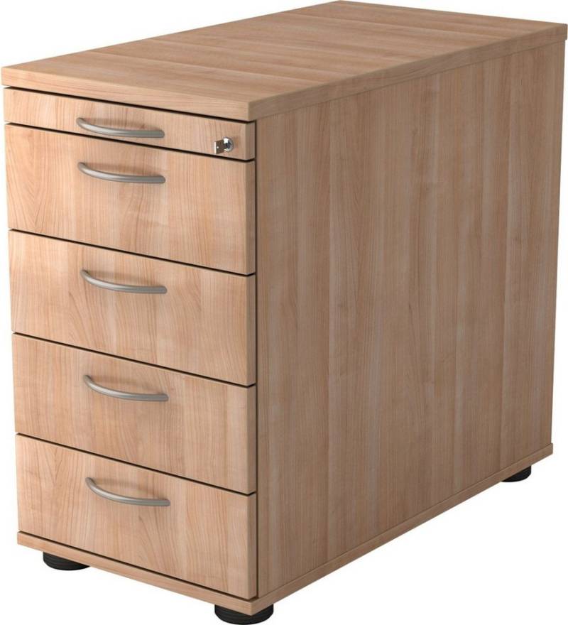 HAMMERBACHER Container Standcontainer 80cm 4 Schub Schloss Bogengriff Nussbaum von HAMMERBACHER