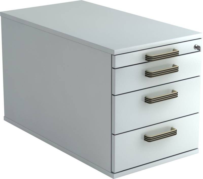 HAMMERBACHER Container Rollcontainer 80cm 3 Schub Schloss Streifengriff Grau von HAMMERBACHER