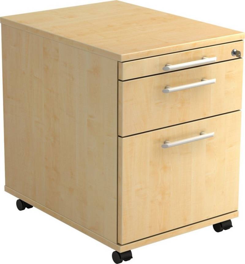 HAMMERBACHER Container Rollcontainer 58cm 1 Schub 1 Hängeregistratur Schloss Relinggriff Ahor von HAMMERBACHER