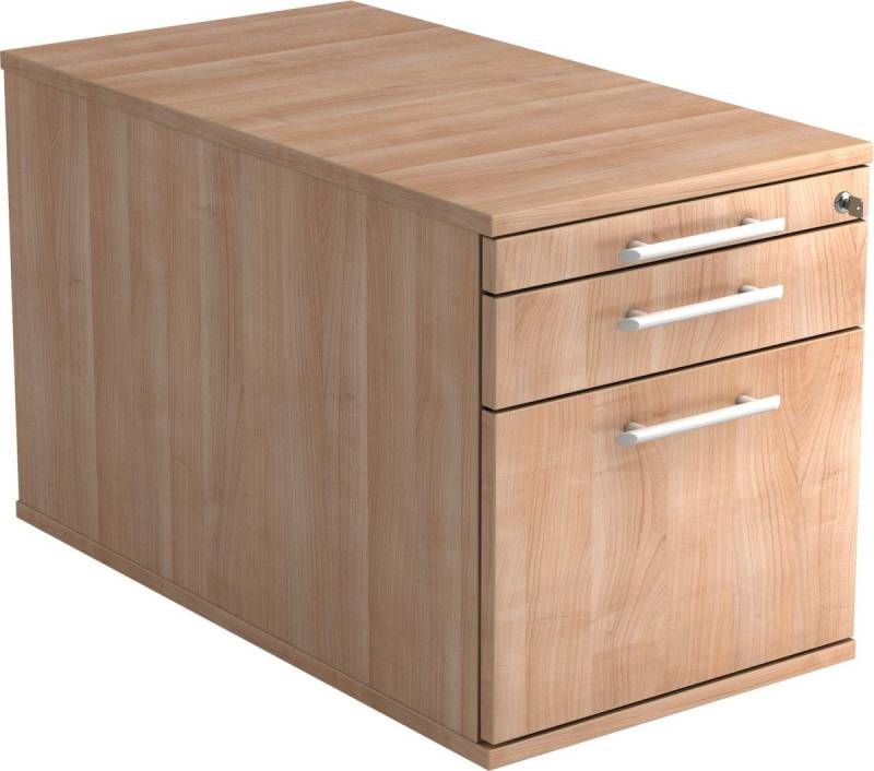 HAMMERBACHER Container Rollcontainer 80cm 1 Schub 1 Hängeregistratur Schloss Relinggriff Nuss von HAMMERBACHER