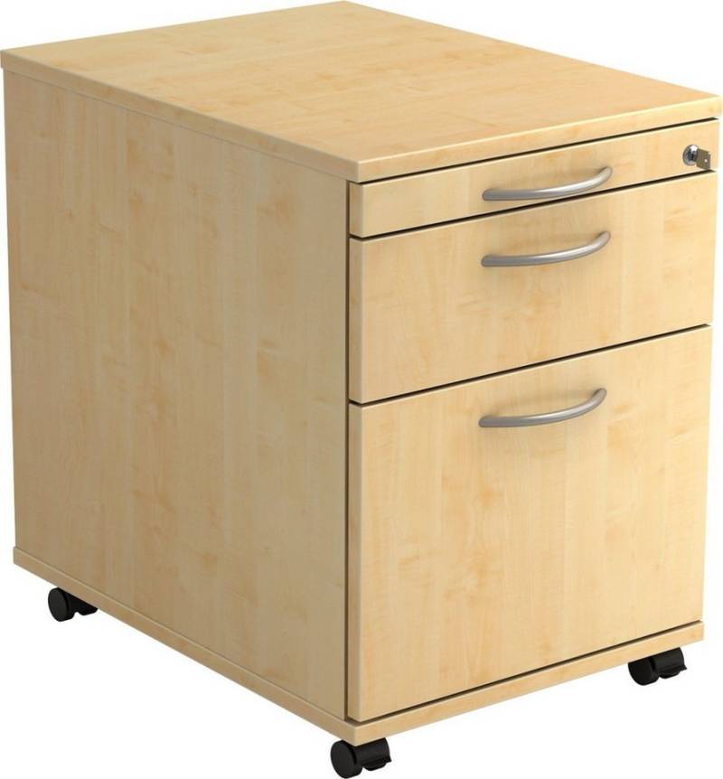 HAMMERBACHER Container Rollcontainer 58cm 1 Schub 1 Hängeregistratur Schloss Bogengriff Ahorn von HAMMERBACHER