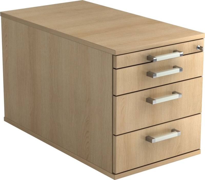 HAMMERBACHER Container Rollcontainer 80cm 3 Schub Schloss Chromgriff Eiche von HAMMERBACHER