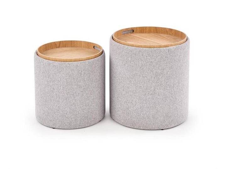 Cosy Home Ideas Sitzhocker 2er Set Hocker grau Deckel abnehmbar Tablett groß klein Stauraum innen (Set, 2 St., 2 Hocker (L & S) im Set), mit Stauraum innen von OTTO