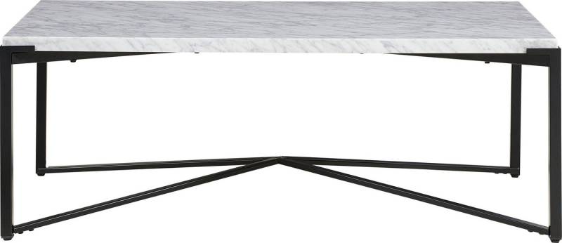 Leonique Couchtisch Saxon Couchtisch, Couchtisch, rechteckig, helle Marmorplatte, schwarze Beine, 122x71x43 von Leonique