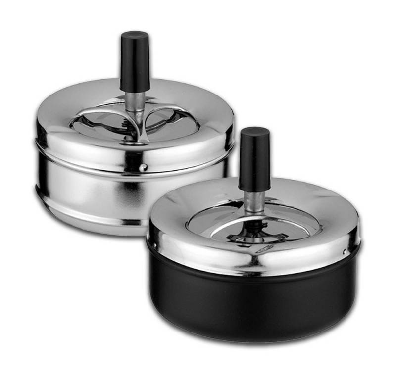 Coumo Aschenbecher 2x Drehaschenbecher Set mit Deckel, Metall, für draussen von Coumo