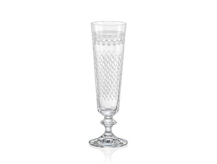 Crystalex Sektglas Sektgläser Bella MADAME KAROLINKA Kristallglas 205 ml 6er Set, Kristallglas, Bohemia, Gravur Guilloche-Dekor, weiß von OTTO