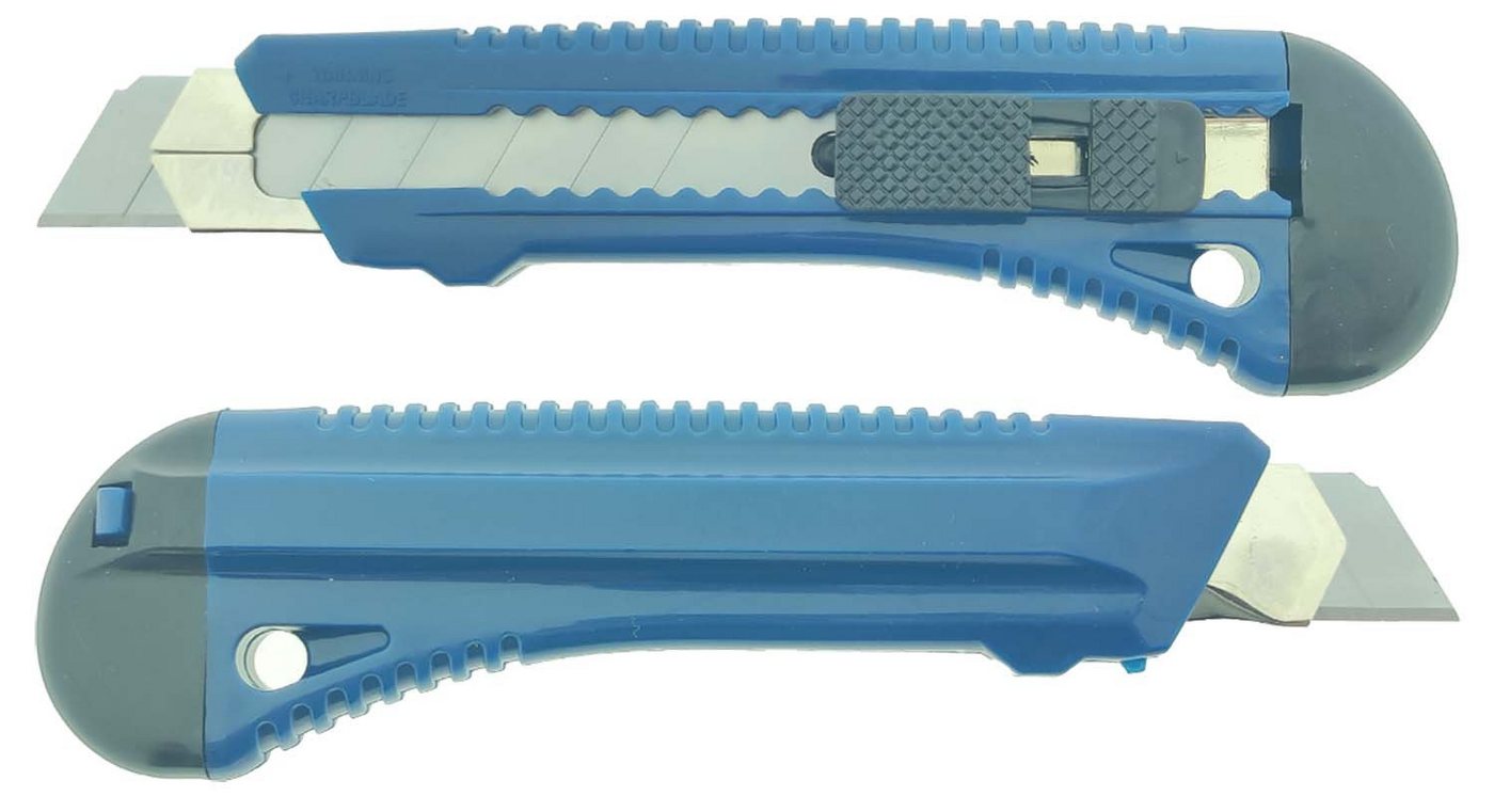 varivendo Cuttermesser 12 x Maler-Cuttermesser 18mm flache Handwerkerausführung blau, Klinge: 1,80 cm, (Set, 12-tlg., Cuttermesser), Cutter Automatikmesser Dachdeckermesser Sicherheitsmesser von varivendo