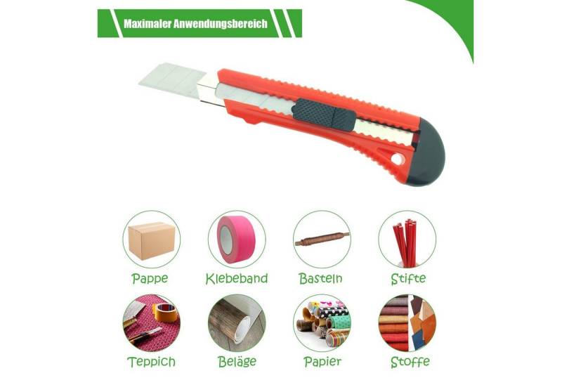 varivendo Cuttermesser 12 x Profi Cuttermesser 18mm flache Handwerkerausführung, Klinge: 1,80 cm, (Set, 12-tlg., Cuttermesser), Cutter Automatikmesser Dachdeckermesser Sicherheitsmesser von varivendo