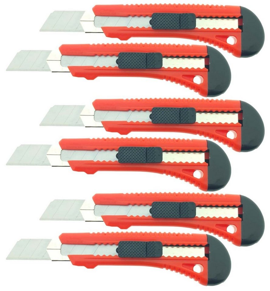 varivendo Cuttermesser 6 x Profi-Cuttermesser 18mm flache Handwerkerausführung, (Set, 6-tlg., Profi-Cuttermesser), Teppichmesser Automatikmesser Sicherheitsmesser Dachdeckermesser von varivendo