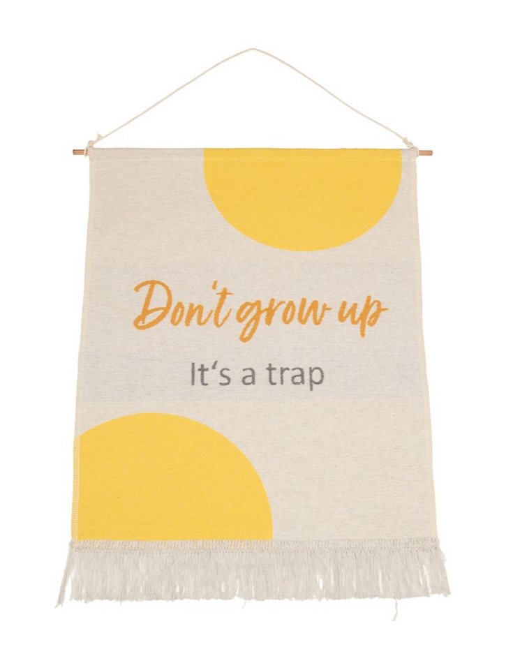 DAVID FUSSENEGGER Wanddekoobjekt Wandbehang Nova 'don't grow up' 48 x 60 cm Hellgrau von DAVID FUSSENEGGER