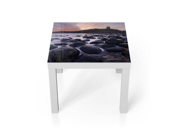 DEQORI Couchtisch 'Küstendämmerung', Glas Beistelltisch Glastisch modern, schwarz weiß, Weiß DEQORI Couchtisch 'Küstendämmerung', Glas Beistelltisch Glastisch modern, schwarz weiß, Weiß von OTTO