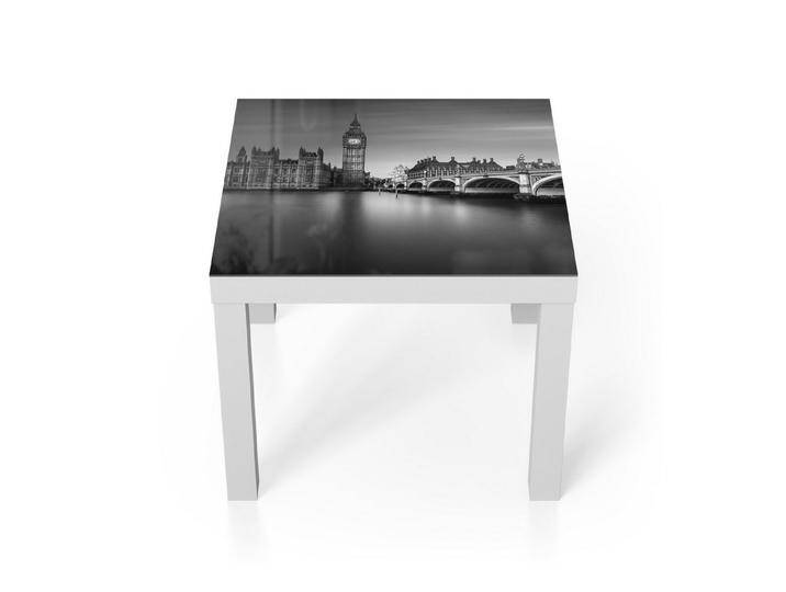 DEQORI Couchtisch 'Londoner Zeitlosigkeit', Glas Beistelltisch Glastisch modern, schwarz weiß, Weiß von OTTO